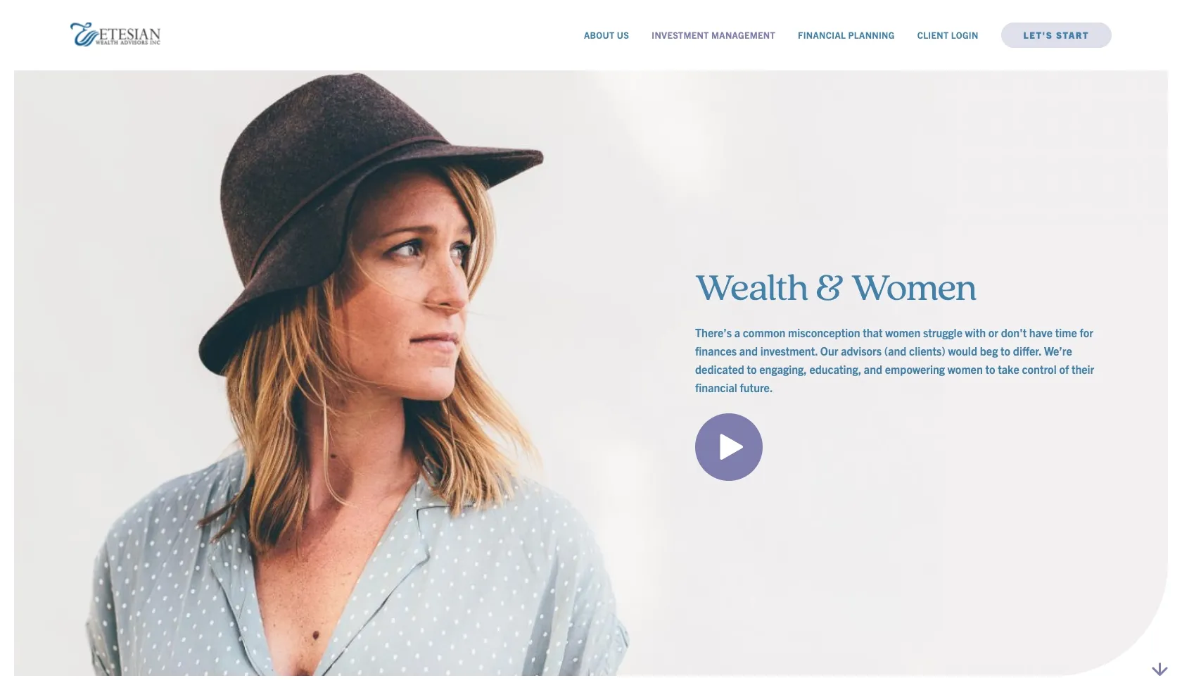 Etesian Wealth Advisors Women & Wealth Desktop Screen